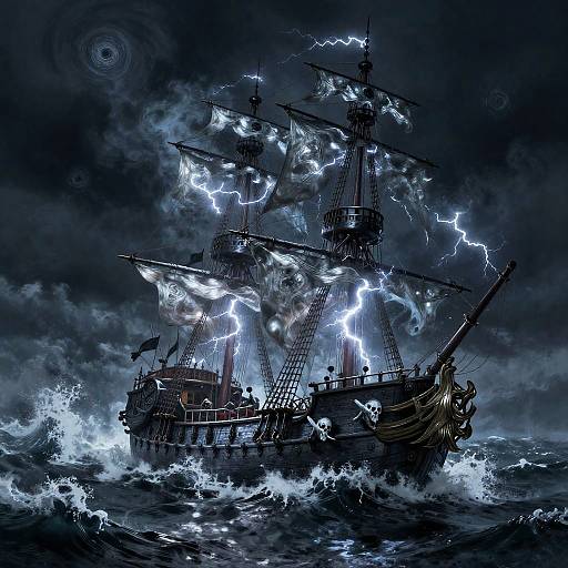 Ghostly Pirate Armada on Storm Seas