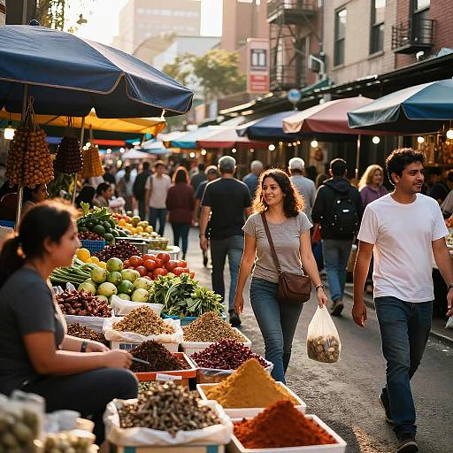 Vibrant Urban Street Market Scene