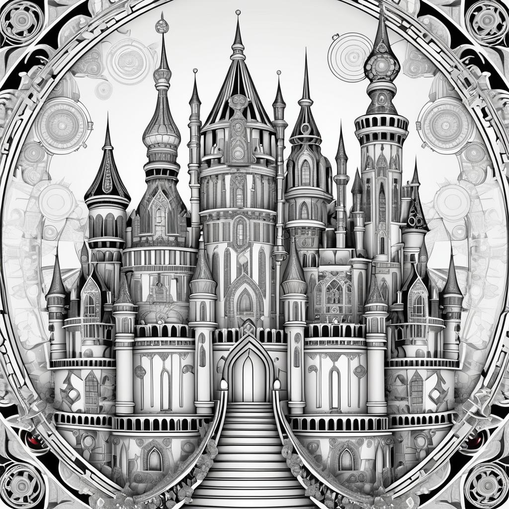 Steampunk Mandala Castles for Coloring