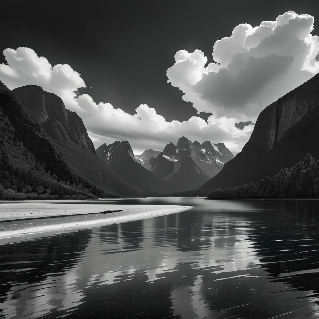 Majestic Black-and-White Mountain Bay