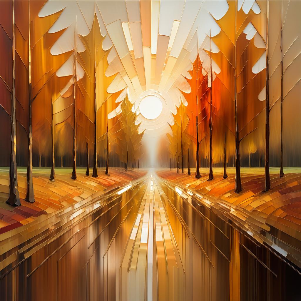 Serene Autumn Countryside Abstract Painting