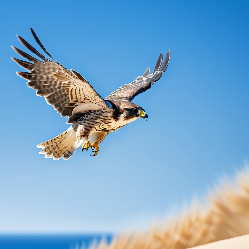 Dramatic Falcon Dive in Clear Sky