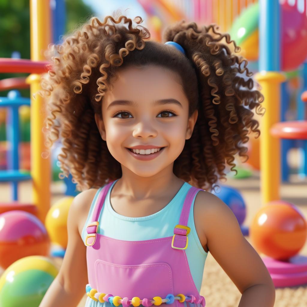 Charming Girl in a Colorful Playground