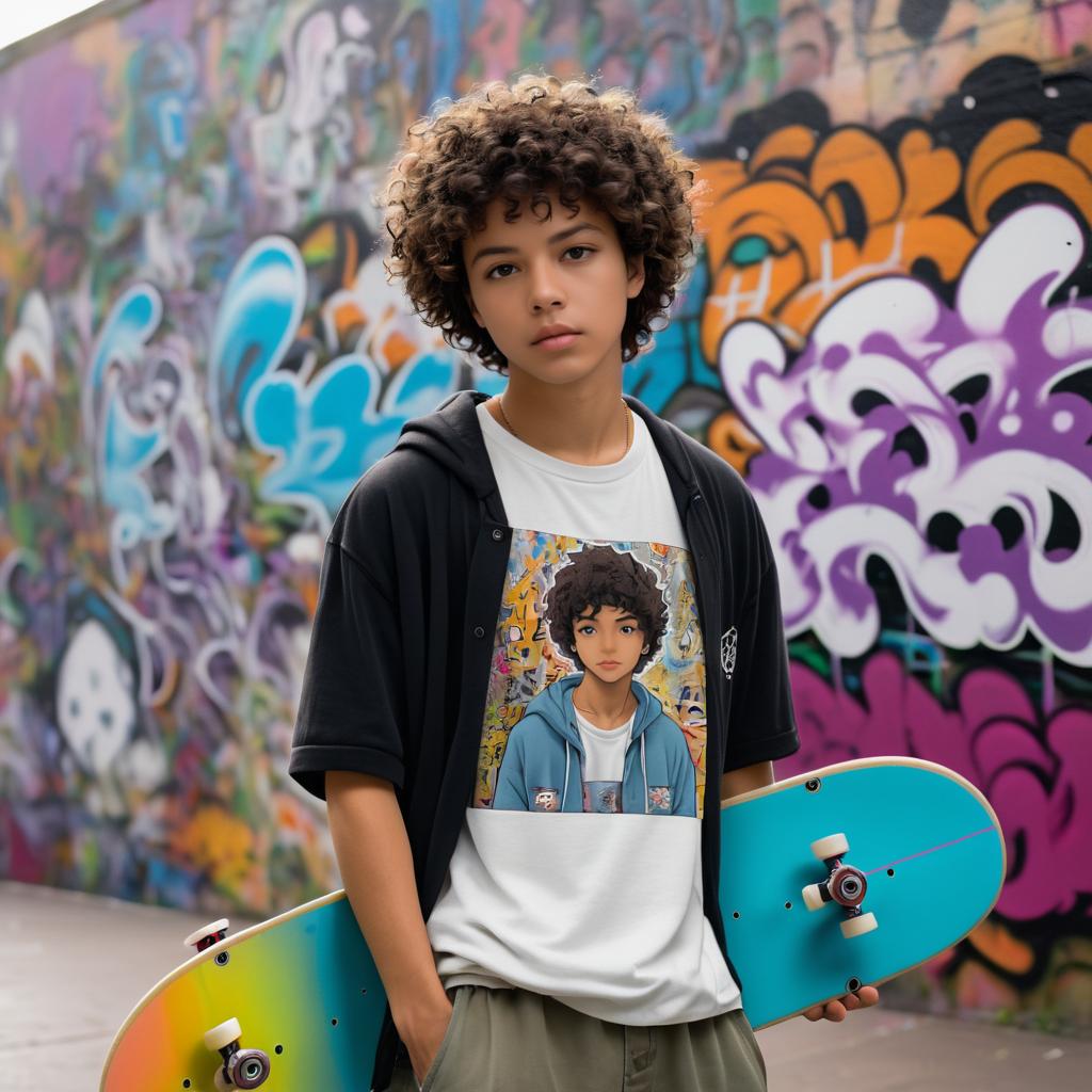 Urban Skateboarder in Graffiti Paradise