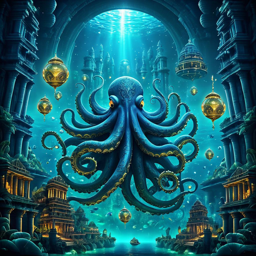 Giant Octopus in Underwater Fantasy