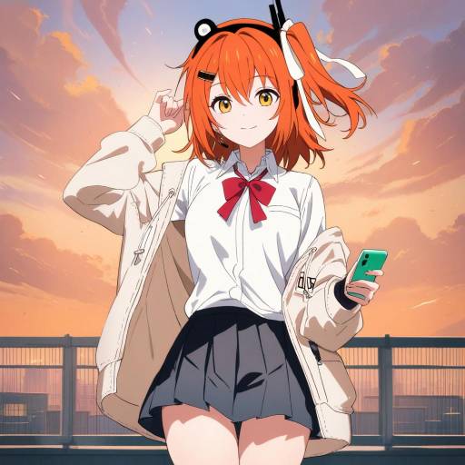 Anime Cowgirl on School Rooftop