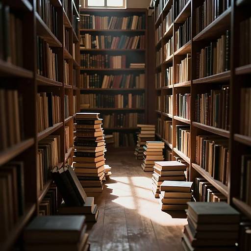 Books Seeking Light in Shadowed Library