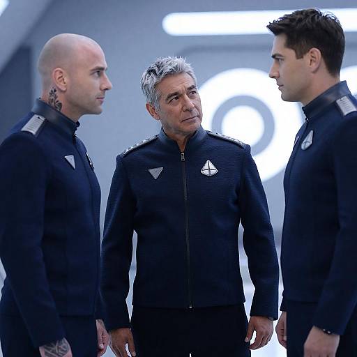 Triangular-Patch Officers in Neon Future