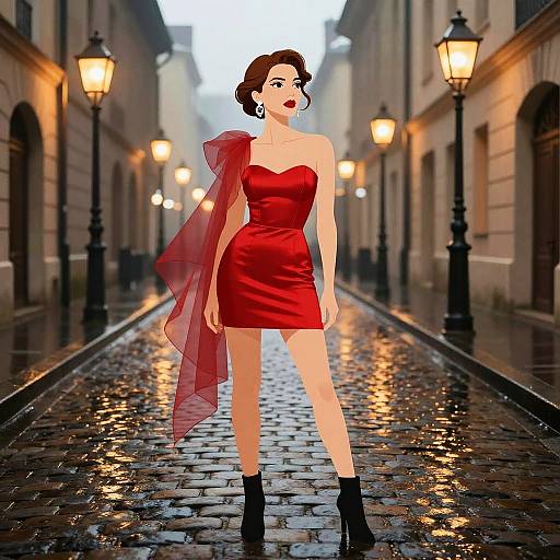 Urban Fashion on Historic Cobblestone Street