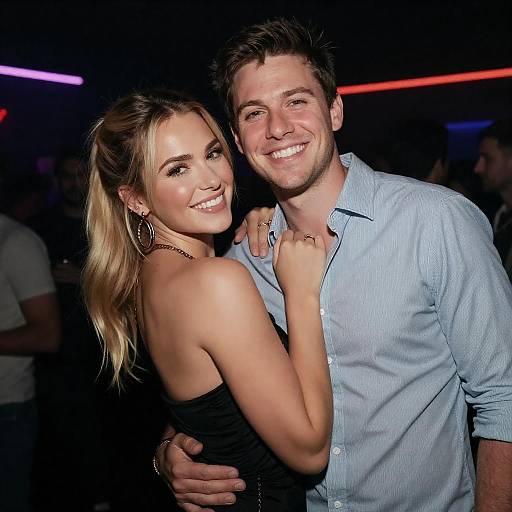 Smiling couple at nightclub