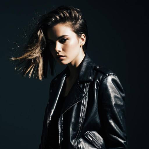 Fashion Model with Gelled Hair in Leather Jacket