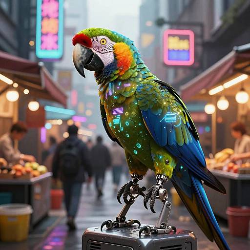 Hyper-Realistic Cyberpunk Market Scene