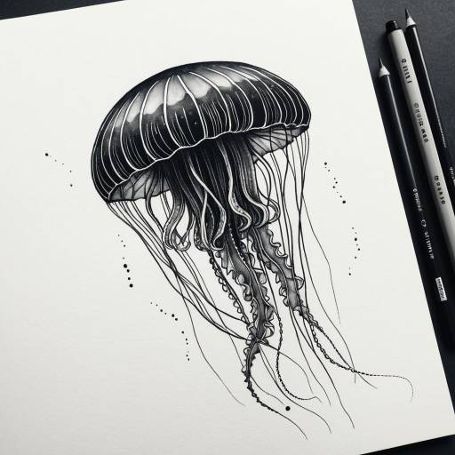 Monochrome Jellyfish Tattoo Sketch