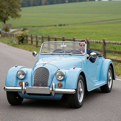 Classic Light-Blue Morgan Convertible Scene