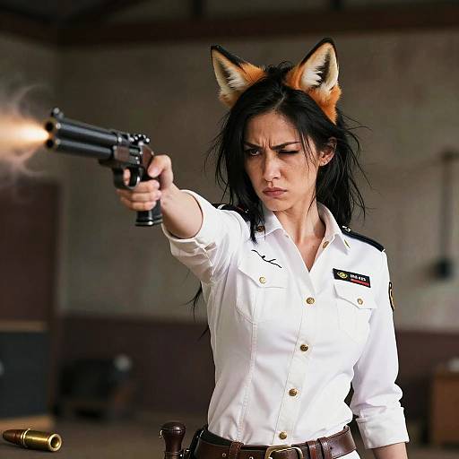 Photorealistic Angry Fox-Eared Woman