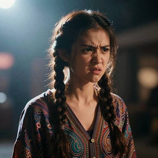 Angry Young Woman with Braids