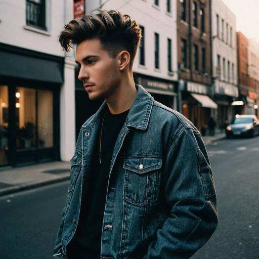 Young Man with Textured Crop Hairstyle in Urban Setting