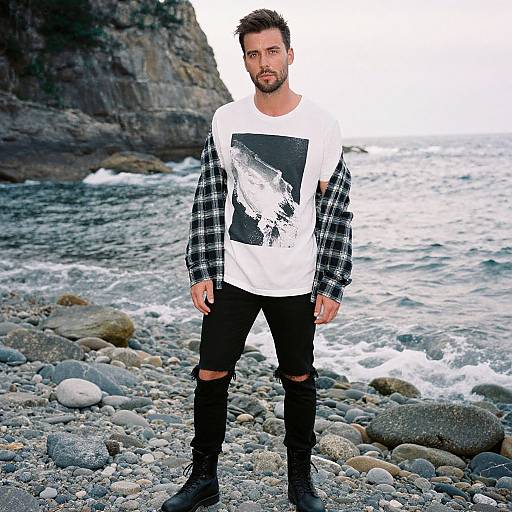 Edgy Man at Rocky Secluded Inlet