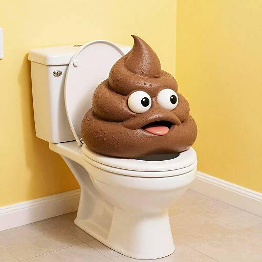 Whimsical Cartoon Overflowing Toilet