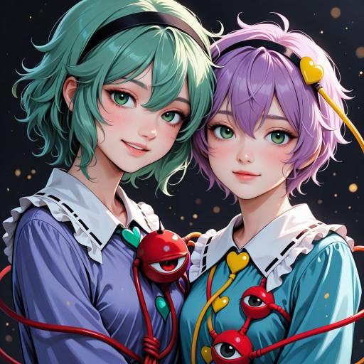 Sisters Embracing in Colorful Harmony