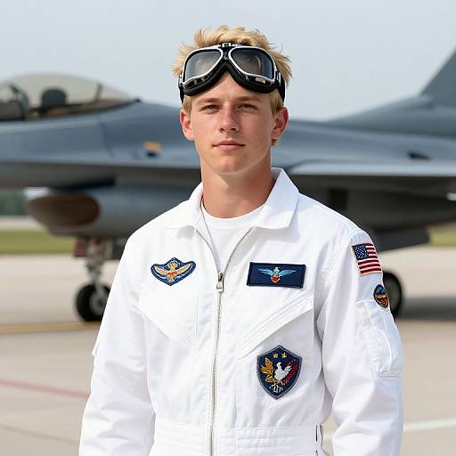 Young Male Pilot in Aviator Jumpsuit
