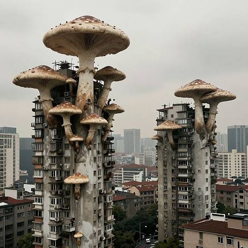 Sentient Fungi Cityscape Evolution