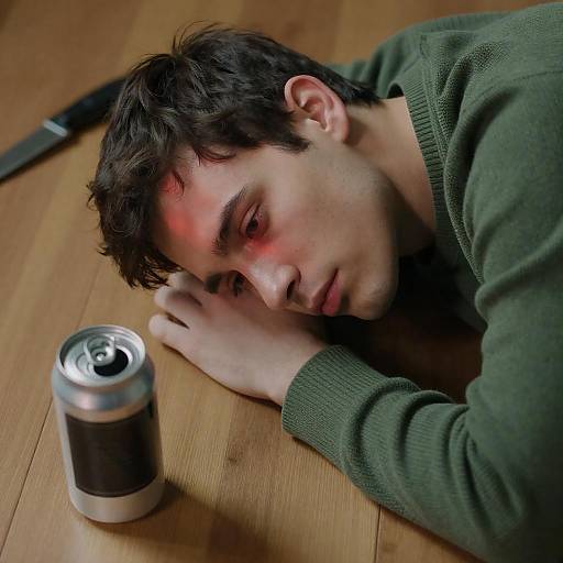 Red Glow Portrait: Man on Floor