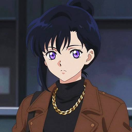 Anime Woman in Urban Nightscape