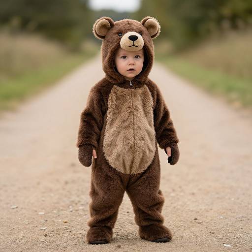 Toddler Beaver in Bear Costume