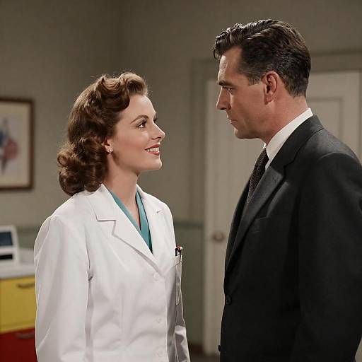 Classic 1940s Movie Still in Medical Setting