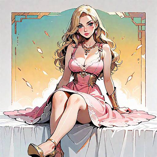 Francine in Pink Dress, Cowboy Shot