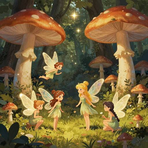 Whimsical Fairies in Enchanted Forest