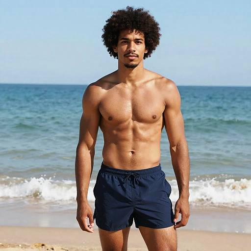 Confident Man on Sunny Beach Scene