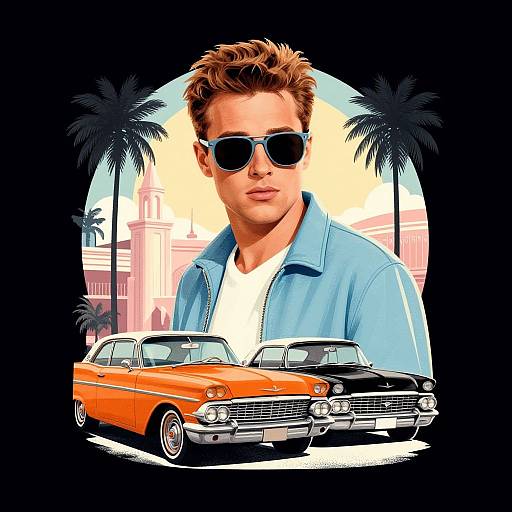 Vintage 1950s James Dean Illustration