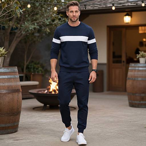 Relaxed Man in Navy Jogger Set