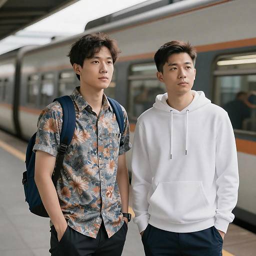 Two Men Waiting on a Train Platform