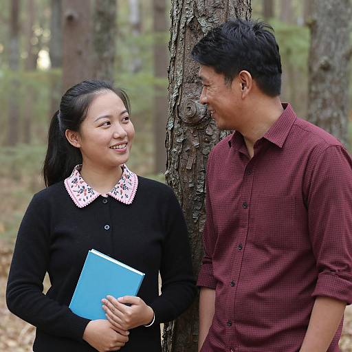 Smiling Couple in Radiant Forest Setting
