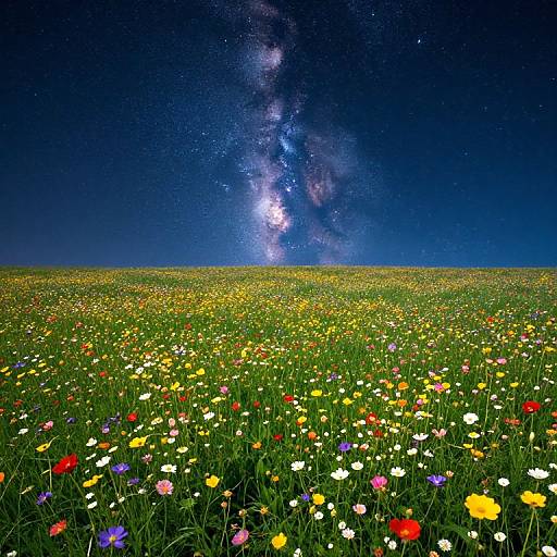 Celestial Meadow Under Starlit Sky