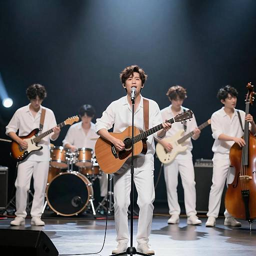 White Clad Male Band Live Performance