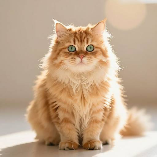 Fluffy Orange Persian Cat in Sunlight