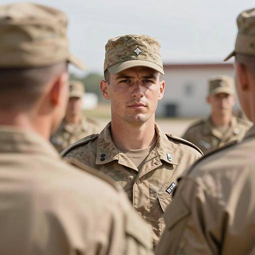Soldiers in Sunlit Outdoor Setting