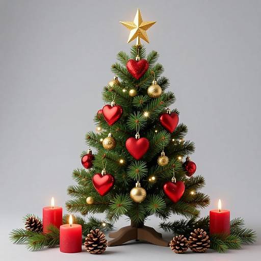 Vibrant Heart-Adorned Christmas Tree