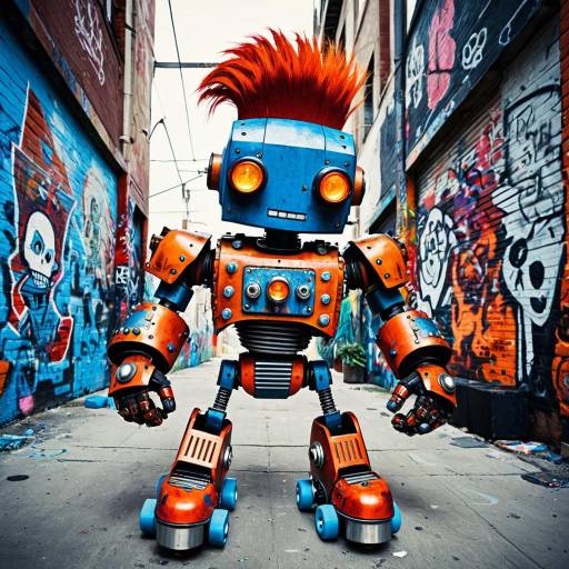 Gritty Roller Derby Robot Illustration