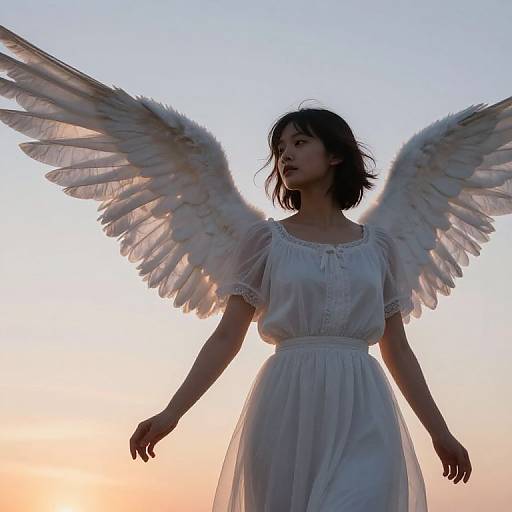 Ultra Realistic Angel at Sunrise