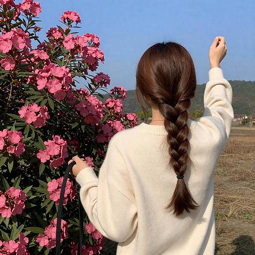Woman with Braided Hair in Sunny Field