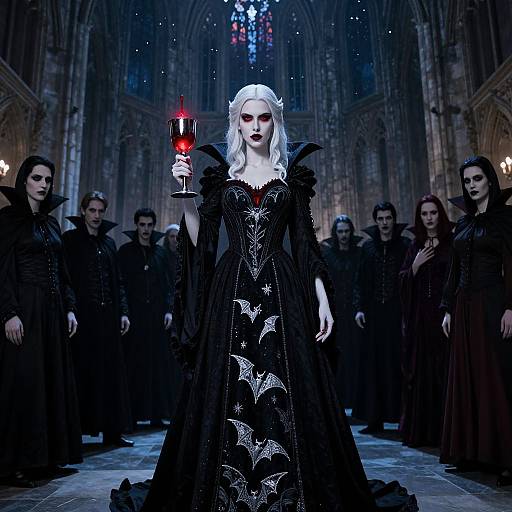 Regal Vampire Goddess in Ruined Cathedral