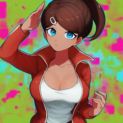 Illustration of Asahina aoi, danganronpa (series) in the style of L hakase
