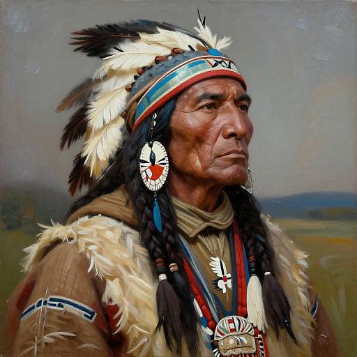 Ultra-Detailed Native American Chief Painting