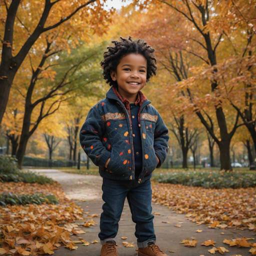 Smiling Boy in Autumn Park