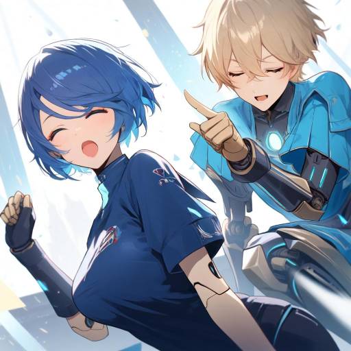 Android Aigis with Blue and Blonde Hair